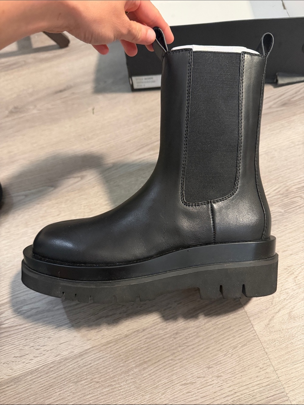 Tony Bianco Black Lug Chelsea Platform Ankle Boot